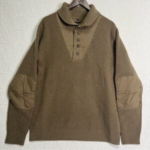 National Geographic 100 Wool Sweater Mens Med Shawl Collar Ribbed Elbow Patches